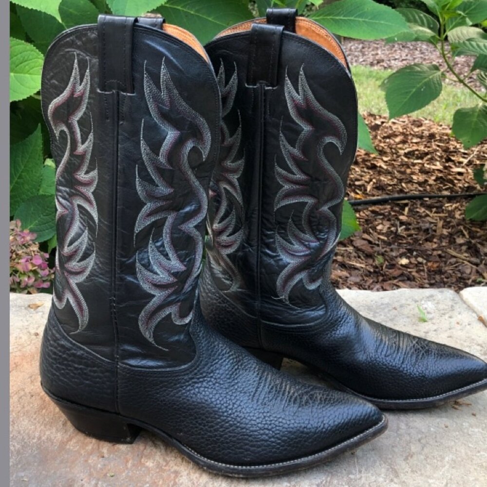 Vintage Nocona Genuine Black Cowhide Leather Boots, Men's, Size 11D - Picture 4 of 16